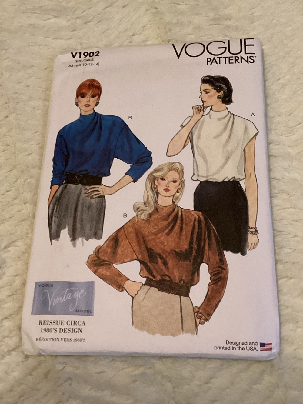 Misses Blouse Vogue Sewing Pattern Vintage Model Uncut Sewing Pattern Sz (6-14)